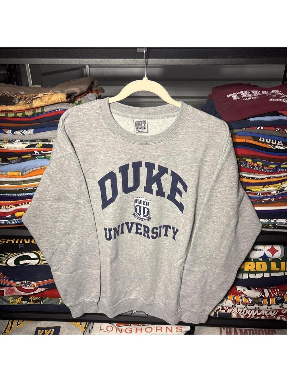Vintage Y2K MDT Classics Duke University Crewneck Sweatshirt Grey L